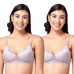 Tweens Dream Fit Lightly Padded T-Shirt Bra | Best Comfort Bra | Regular Use Bra | Women's/Ladies|Comfortable Bra 9199 (Grey,36D) - Pack of 2