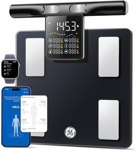 GE Smart Scale for Body Weight: 8-Electrode Body Pod Fat Monitor with Full Body Composition Analysis, Bluetooth App Sync, Large Handle Display, 400lb Capacity Bathroom Scale for Home & Gym, Black