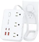 DEPOW Surge Protector Power Strip with Flat Plug, 3 FT Extension Cord with 6 AC Outlets 4 USB Ports,1050J Surge Protection, Wall Mountable Charging Station for Office, Home, White