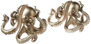 Creative Co-Op Octopus Shaped Silver Resin Bookends (Set of 2 Pieces)