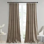 StangH Taupe Velvet Curtains Rustic Panels Light Dimming for Kids Nursery, Solid Back Tab Drapes Heat & Cold Blocking for Sliding Door Soundproof for Study, W42x L90, 2 Panels