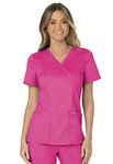 Cherokee Women - Woman Scrub Top Revolution - Medical Clothing - Mock Wrap - With Pockets - WWE610 - Electric Pink - XL