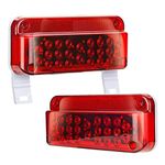 LIMICAR 49 LED Red RV Camper Trailer Stop Turn Brake Tail Lights White License Plate Light with Reflex Surface Mount White Base Red Cover Reflex Lens Rectangular (Left & Right)