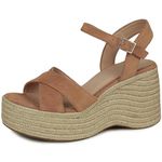 Women's Wedge Sandals Heels Platform Espadrille Ankle Strap Open Toe Summer Casual Sandals, Tan, 6 UK