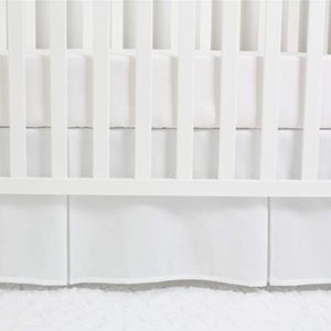 CaSaJa Classic Microfiber Crib Skirt with 2 Pleated Workmanship, Soft Breathable Dust Ruffle Fits Standard Crib and Toddler Bed, Pure White Color for Baby Boys and Girls, 14 inches Drop, White