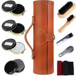 FGXY Shoe Care Set, Shoe Shine Brush Kit with PU Leather Luxury Sleek Case, Shoe Polish, Soft Horsehair Brushes, Wooden Applicator Brushes, Edge Shoe Brush, Multipurpose Wire Brush (10PCS)