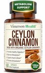 Organic Ceylon Cinnamon Supplement for Healthy Blood Sugar Levels, Joint Support, Brain Function and Cardiovascular & Digestive Systems. Effective Anti Inflammatory & Antioxidant True Cinnamon