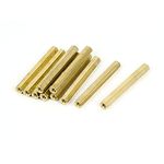 uxcell uxcellM4 x 50mm Female Threaded Brass Hex Standoff Pillar Spacer Nut 10pcs