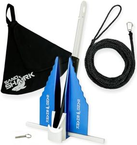 SandShark Premium Mini Fluke Jet Ski Anchor Kit - PWC, Kayak and Small Boat Anchor - Ideal for Sand, Beach, and Shallow Waters- Small, Lightweight, and Easy to Store. 3 lbs. W/Case and Bungee Line