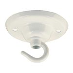 Ceiling Rose Hook Plate 75mm Diameter with Matching Screws White Powder Coated