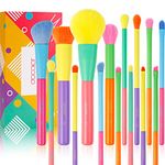Docolor Makeup Brushes 15Pcs Colourful Makeup Brush Set Premium Gift Synthetic Face Powder Kabuki Foundation Contour Blush Concealers Eye Shadow Blending Professional Make Up Brush Kit - Dream of Color