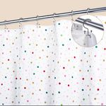 SAMMENT White Fabric Shower Curtain and Liner Set with Hooks, Cotton Shower Curtains for Bathroom, Polka Dot Shower Curtain Kids Bathroom, Double Shower Curtain Washable, White Gold, 72x72