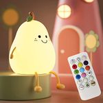 NICE POINT Night Light Kids,Cute Silicone Nursery Pear Lamp for Baby and Toddler,Fruit NightLight with Remote, Squishy Night Lamp for Bedroom,Kawaii Bedside Lamp for Boys Girls Room