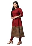 Yash Gallery Women's Plus Size Rayon & Cotton Cambric Zig-Zag Printed A-Line Diwali Kurta for Women (1251YKMAROON_Maroon_XXXX-Large)