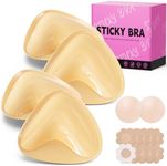 Mearter Ultra Push up Sticky Bra Pads Inserts | Double Sided Adhesive Bra Inserts | Stick on Bra for Sports Bra Swimsuit (Medium, Beige, 2PCS)