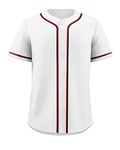 KXK Blank Baseball Jersey for Men Casual Button Down Shirts Short Sleeve Active Team Sports Uniform, White-red/Black-10, XXXXL