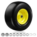 13x6.50-6 Tire and Wheel Flat Free Tire for Commercial Grade Lawn,With 5/8" or 3/4" and 1/2" Precision Bearings and 3.4"-5" Center Hub, Solid Smooth Tire for Zero-Turn Lawnmowers