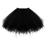 Honeystore Women's Short Vintage Ballet Bubble Puffy Tutu Petticoat Skirt Black