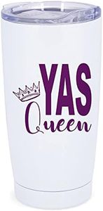 Elanze Designs Yas Queen 20 Ounce Glossy White Stainless Steel Travel Tumbler Mug