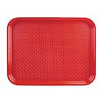 Olympia Kristallon Polypropylene Plastic Fast Food Tray - Medium - 415(W) x 305(D) mm / 16.25 x 12 inch, Red, Dishwasher Safe, Textured Slip-Resistant Surface, Stackable, P504