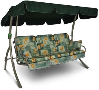 Angerer Freizeitmöbel GmbH Hollywoodschaukel Comfort - Gartenschaukel Made in Germany - Schaukel zum Sitzen, Liegen und Entspannen - inklusive Bett-Funktion - einfache Montage (Grün-Orange geblümt)