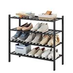 Bamboo Shoe Rack for Entryway, Stackable | Heavy Duty | Multi-Function, Free Standing Shoe Racks for Bedroom Hallway Closet … (Black, 4-Tier)