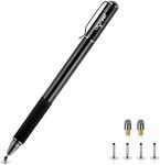 Digiroot Universal Stylus,[2-in-1] Disc Stylus Pens for All Touch Screens Cell Phones, iPad, Tablets, Laptops with 6 Replacement Tips(4 Discs, 2 Fiber Tips Included) - (Black)