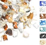 Hisencn Fire Pit Glass Rocks - High Luster Reflective Tempered Fire Glass for Propane Fire Pit, Outdoors and Indoors Natural or Propane Fireplaces, Landscape Decoration, 1/2 Inch Firepit Glass 10 lbs