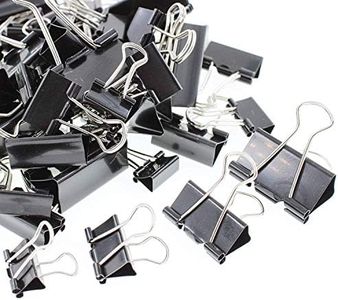ULIFESTAR Assorted Sizes Binder Clips,Paper Clamps,Black Metal Fold Back Clips for Office School Supplies,Large, Medium,Small Size Metal Clips,Big Size Paper Holder,Elastic Rubber Band (60 PCS Black)