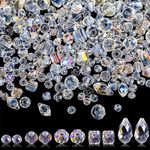 SANNIDHI® 1300Pcs Glass Beads Crystal Beads for Jewellery Making, 5 Shapes Shining Faceted AB Clear Spacers Beads, Teardrop, Bicone, Square, Cube, Rondelle Beads Bulk for DIY Bracelet Earring Crafts