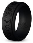 Knot Theory Claddagh Silicone Ring for Men - Smooth Black Size 10, Breathable Comfort Fit 8mm Bandwidth
