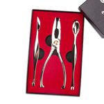 ZORZA 3Pcs Seafood Tools Stainless Steel Crab Cracker Set Crab Scraper Spoon Apply to Lobster Crab Legs Nut for Seafood Enthusiasts