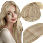 Vivien Weft Hair Extensions Real Human Hair Blonde Hghlight Weave Hair Extensions Ash Blonde Mixed Bleach Blonde Sew in Hair Extensions Long Straight 100g 24Inch #P18/613