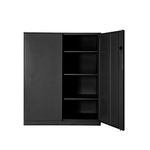 Panana Black Metal Filing Cabinet Steel Storage Cupboard Lockable Vertical Office Filing Cabinet with Adjustable Shelves(4 tier)