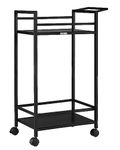 WINSTAR Metal Rolling Trolley with Lockable Wheels | Heavy Duty Multifunctional Metal Frame Cart | Ideal for Home, Kitchen, Bathroom and Office Storage | (Black, 2-Tier)