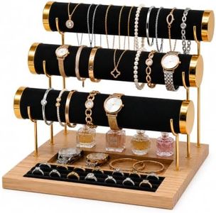 FBAAF Three-Tier Bracelet Display Rack, Jewelry Display Rack. Multi-purpose Necklace Storage Rack, Watch, Bracelet, Ring and Other Jewelry Storage Rack with Tray.