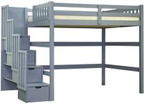 SCANICA Staircase Twin Loft Bed with Storage Grey Solid Wood Natural Wood Durable Sturdy Long-Lasting
