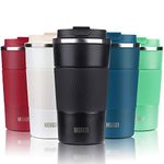 HASAGEI Travel Mug, Insulated Coffee Cup with Leakproof Lid - Vacuum Insulation Stainless Steel for Hot and Cold Water Coffee and Tea Black, 510ml