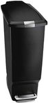 simplehuman Slim Plastic Step Trash Can, Black Plastic, 40 L / 10.6 Gal