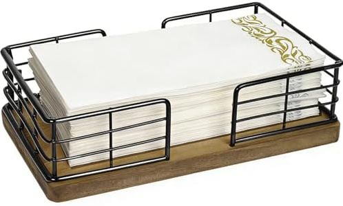 Kordory Wooden Guest Towel Holder Tray for Bathroom, Black Bamboo Counter Rectangular Bathroom Napkin Holder for Ktichen, Disposable Hand Towel Holder Tray for Home, Bar, Hotel, Office(Light Brown)