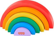 Fisher-Price Toddler Toy Wooden Stacking Rainbow, 6 Colorful Wood Pieces for Fine Motor Play for Kids Ages 18+ Months