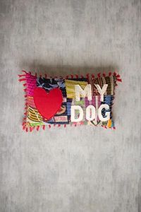 KALALOU NRV2144 Love My Dog Kantha Pillow