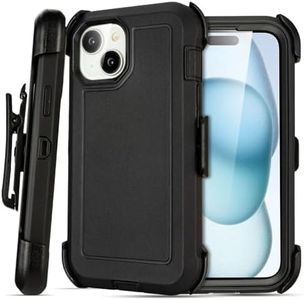 Yowtrey Black iPhone 16 Plus Case With Belt Clip - Shockproof Heavy Duty 3-Layer Sturdy Anti-Drop Military-Grade Defender Cover