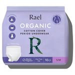 Rael Organic Cotton Cover Overnight Underwear - Panty Style Pad, Unscented, Disposable Period Underwear, Postpartum, Teen, Maximum Coverage (Size S-M, 10 Count)