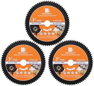 HSS Circular Saw Blade 3inch - BRSCHNITT 3pcs 72T 10mm Bore Cutting Discs for Wood, Copper, Aluminum, Plastic and Soft Metal
