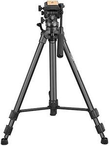 DIGITEK® (DPTR 880 PRO) (165 CM) Platinum Aluminum Light Weight Tripod, with Fluid Video Head, for DSLR & Video Cameras, Maximum Operating Height: 5.90 Feet, Maximum Load : 6 kgs (Black)