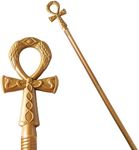 Spooktacular Creations Halloween Staff, Egyptian Costume Walking Cane Accessories for Dress Up, Gold Egyptian Style Walking Stick Toy Prop for Kids Women Men Halloween Cosplay Party Pretend Play