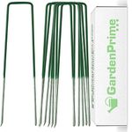 GardenPrime 50x Half Green Artificial Grass Pegs to pin fake grass, astro turf, weed membrane, garden netting (50, 150mm/6 inch)