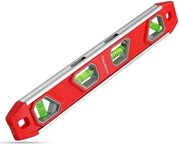 WORKPRO 12 Inch Torpedo Level, Magnetic Small Leveler Tool, Plumbing Level with Pitch Vial, Aluminum Reinforced, 4 Bubbles, V-Groove for Conduit Bending