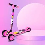 PESOMA Road Runner Scooter for Kids of 3 to 14 Years Age Adjustable Height, Foldable, LED PU Wheels & Weight Capacity 50 kgs Kick Scooter with Brakes (Pink-Black)